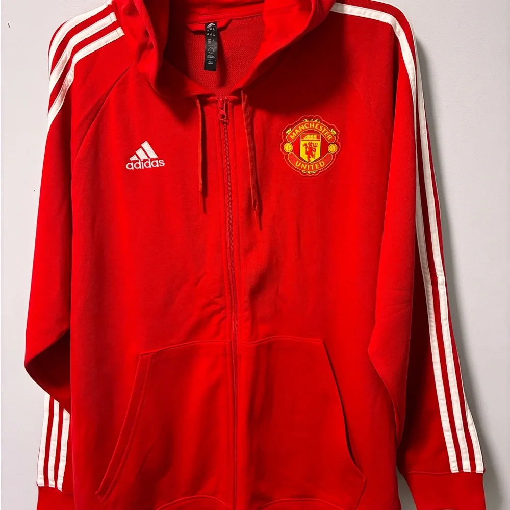 Adidas Manchester United full zip hoodie French Terry NWOT - Picture 1 of 6